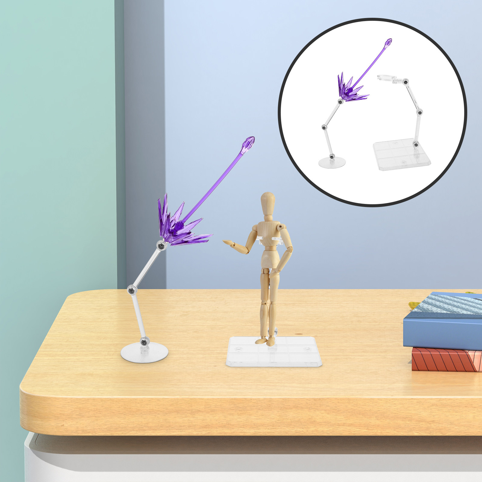 Action Figure Stand - 2 pièces, présentoir transparent en plastique